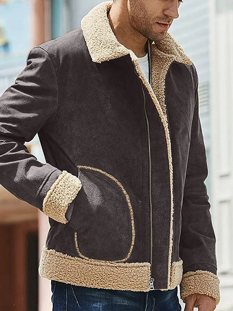 Nubuck Velvet Lapel Lambswool Coat