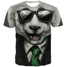 Panda T shirts Men Animal T shirts Funny Black And White Tshirts Casual Hip Hop Shirt Print Funny Tshirts Cool Short Sleeve