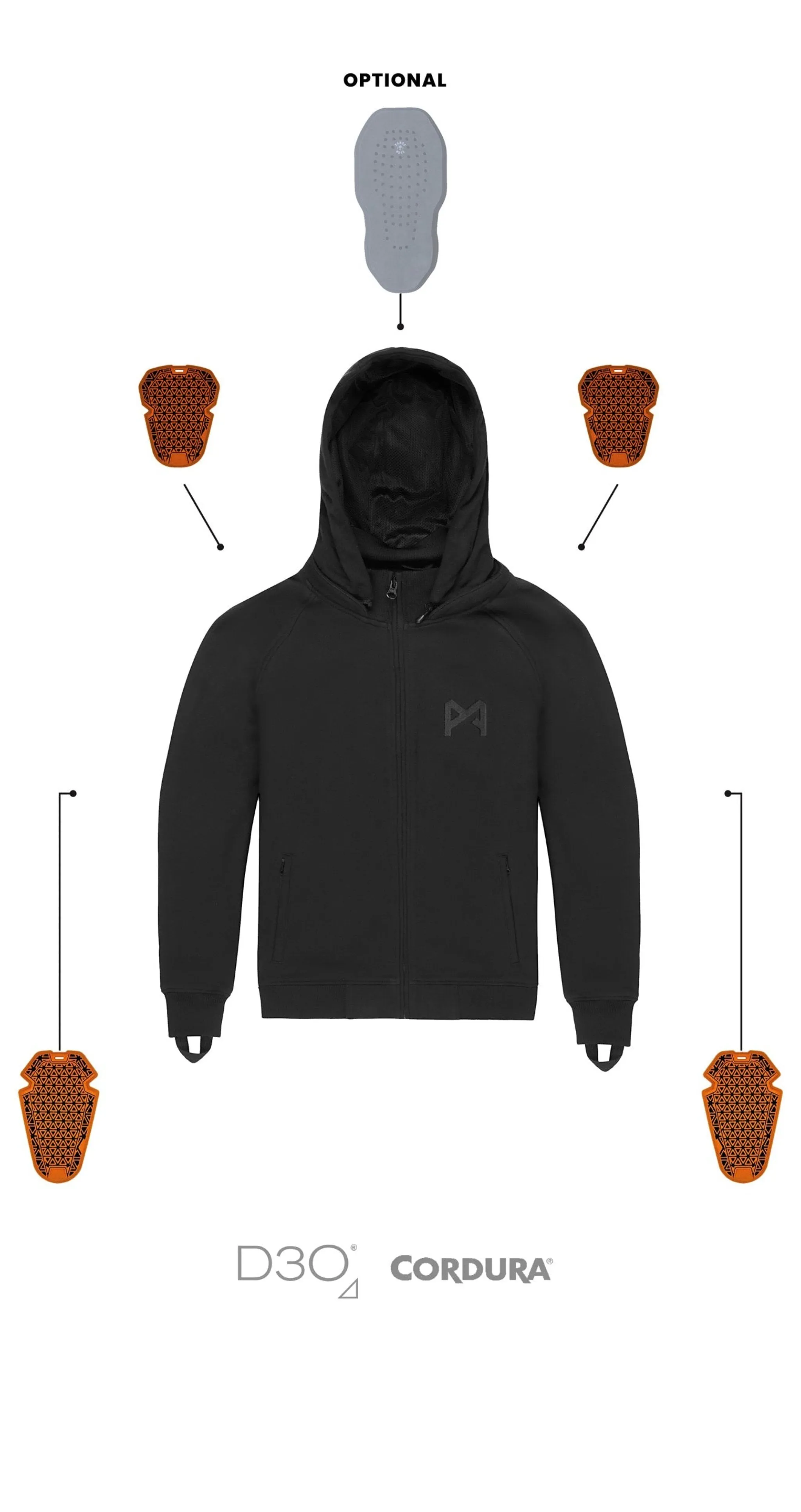 PHANTOM MOTO BLACK - Motorcycle Hoodie