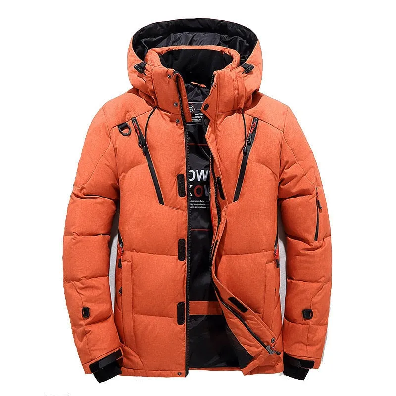 Plus Size 5XL White Duck Down Winter Jacket Men Thick Windbreaker Hooded Parka Men Multi-pockets Casual Outdoor Warm Down Jacket