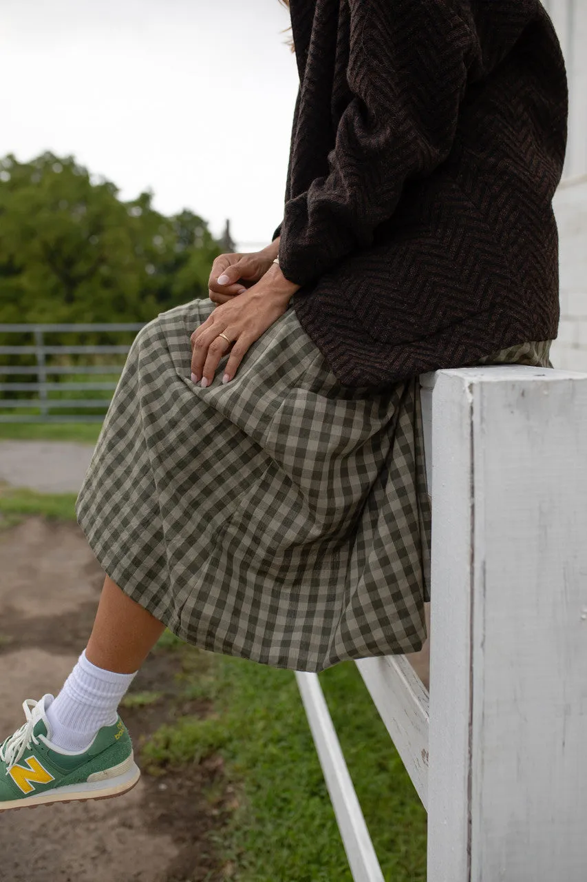 Portuguese Wool Pieper Coat in Black and Brown Herringbone - L and XL Left