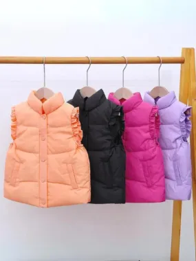 Pretty Cool Ruffle Sleeve Puffer Vest