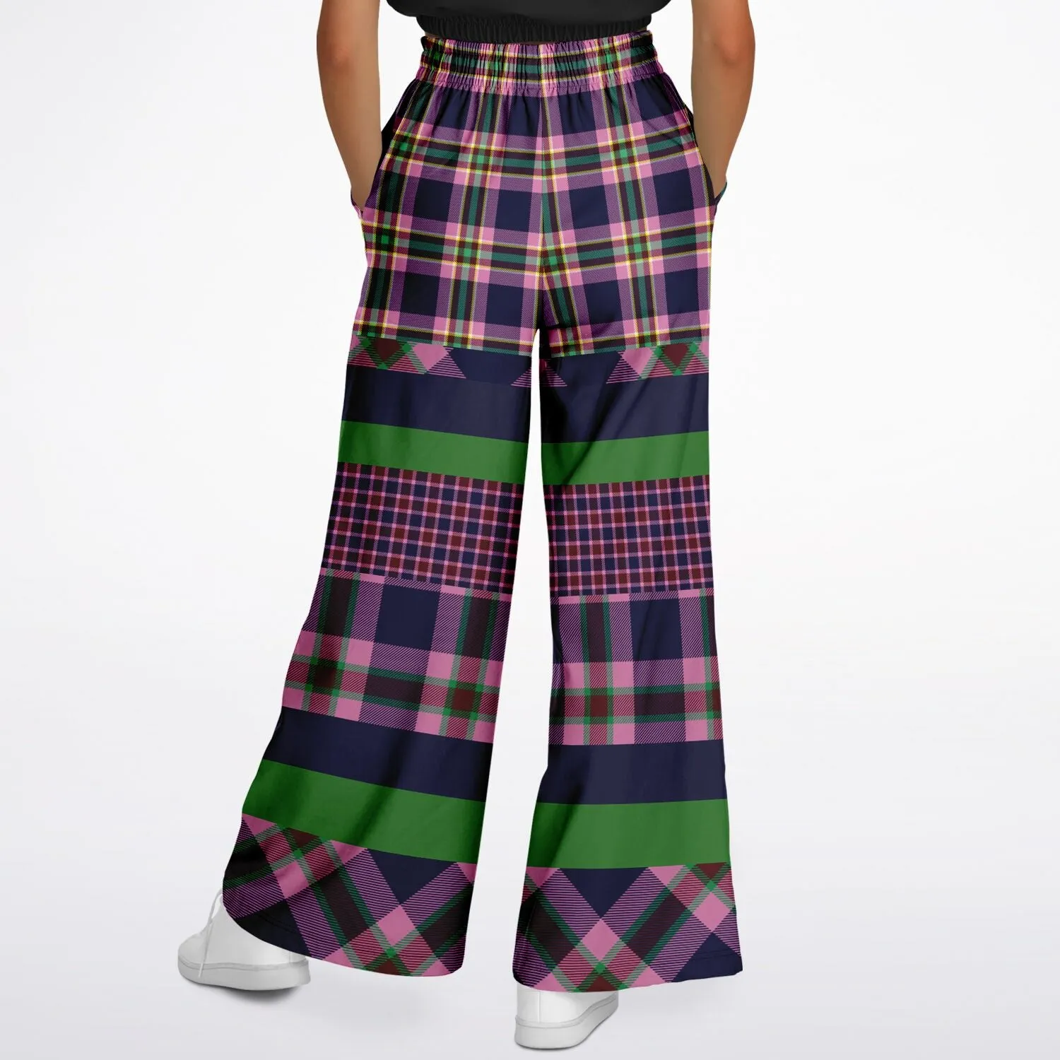 Purple Passion Plaid Rugby Stripe Eco-Poly Wide Leg Pants