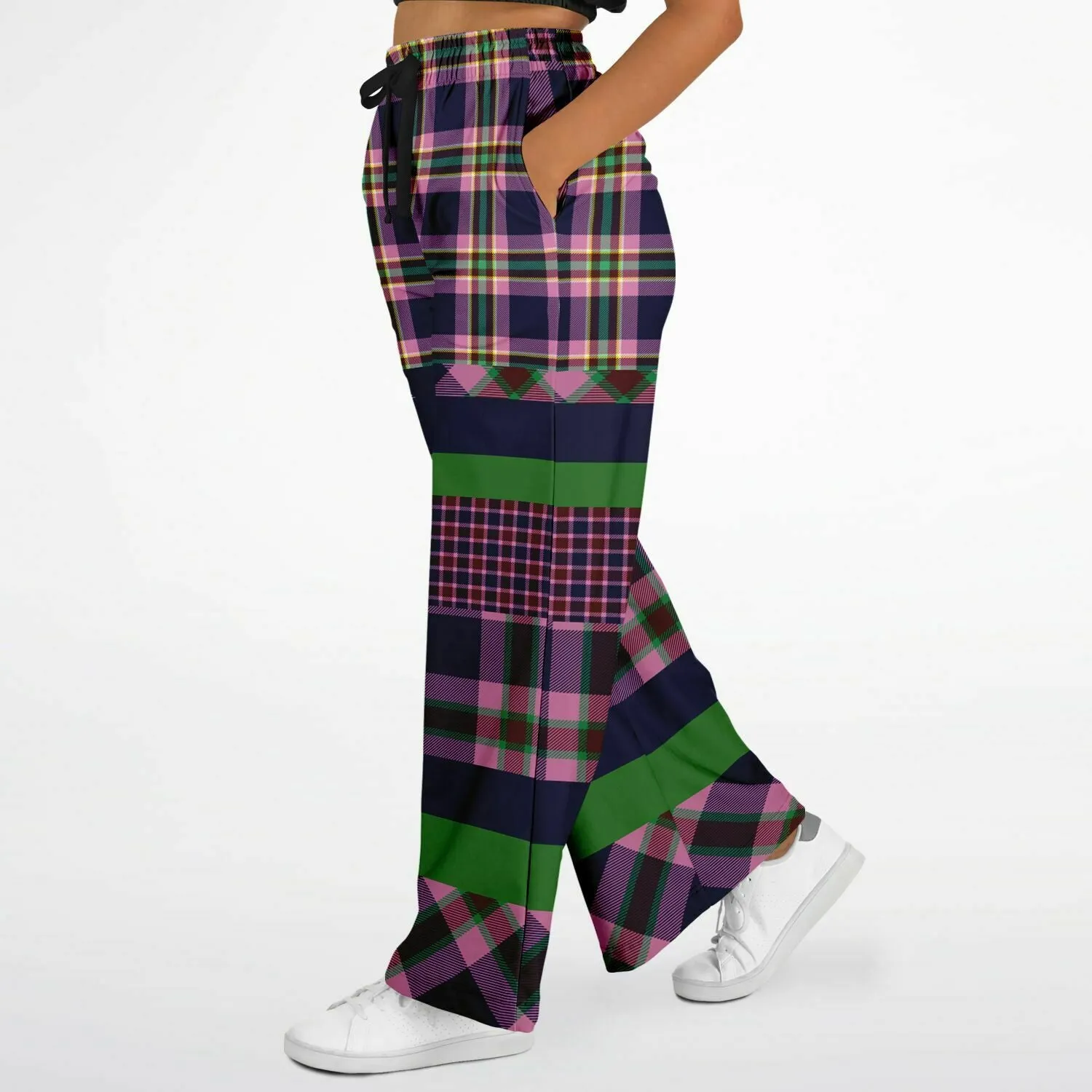 Purple Passion Plaid Rugby Stripe Eco-Poly Wide Leg Pants