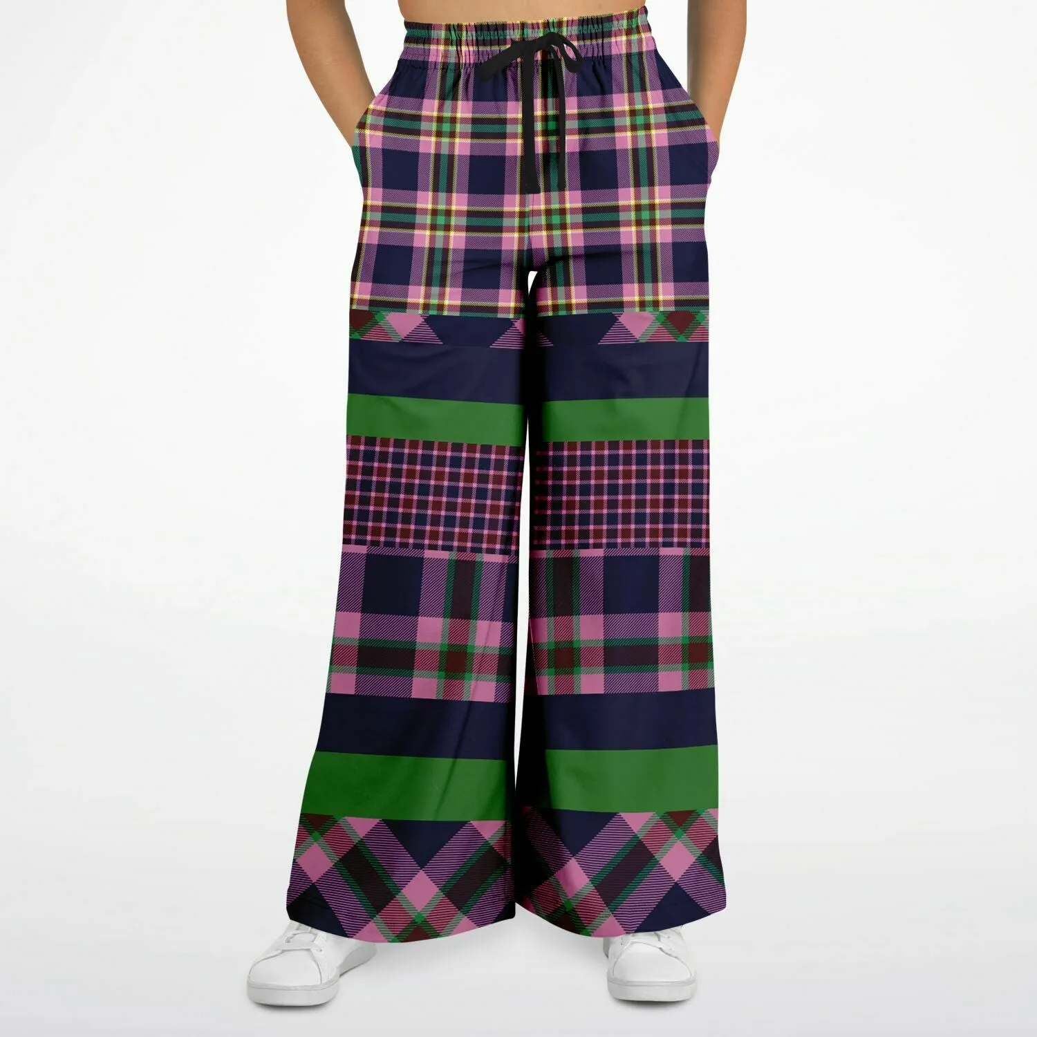 Purple Passion Plaid Rugby Stripe Eco-Poly Wide Leg Pants