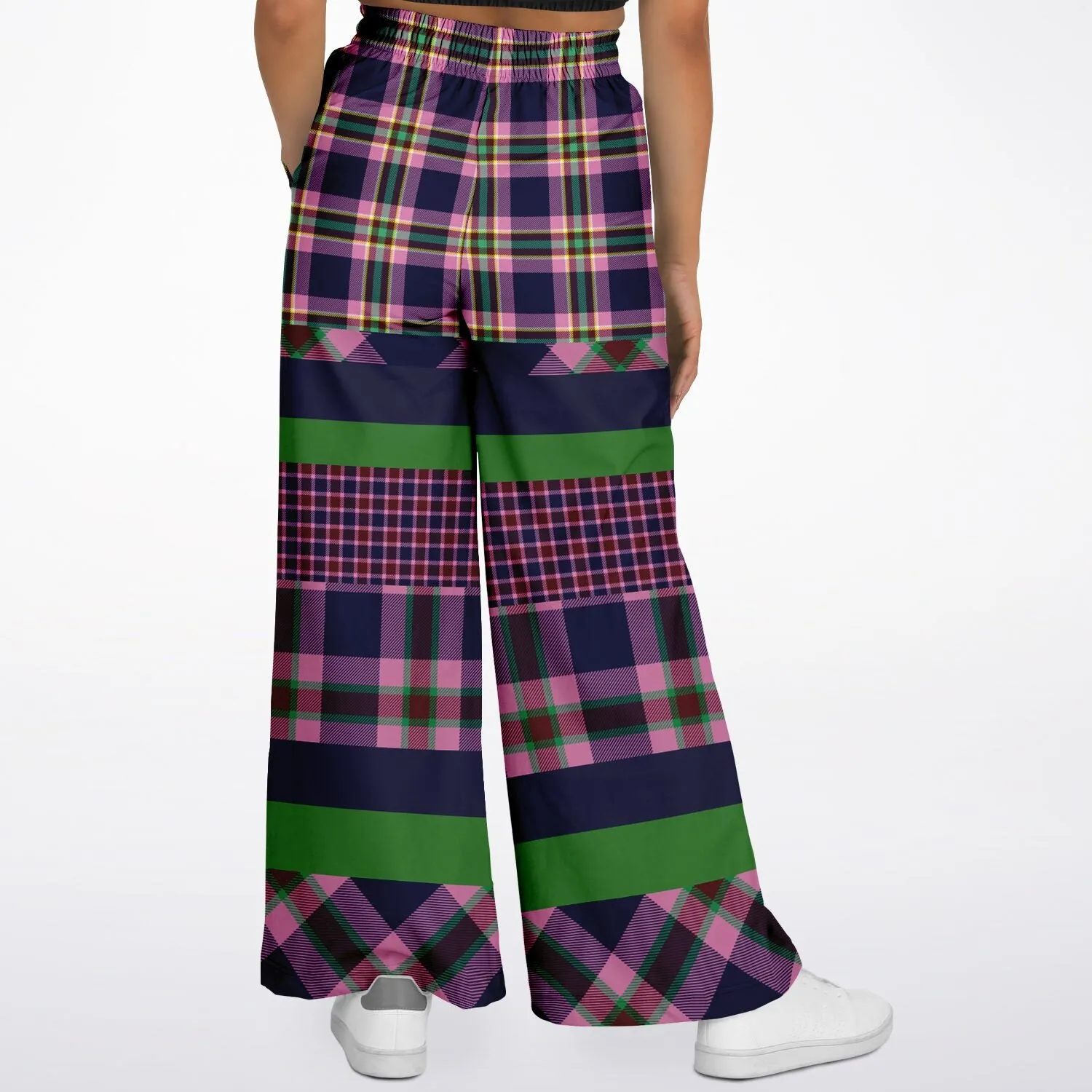 Purple Passion Plaid Rugby Stripe Eco-Poly Wide Leg Pants