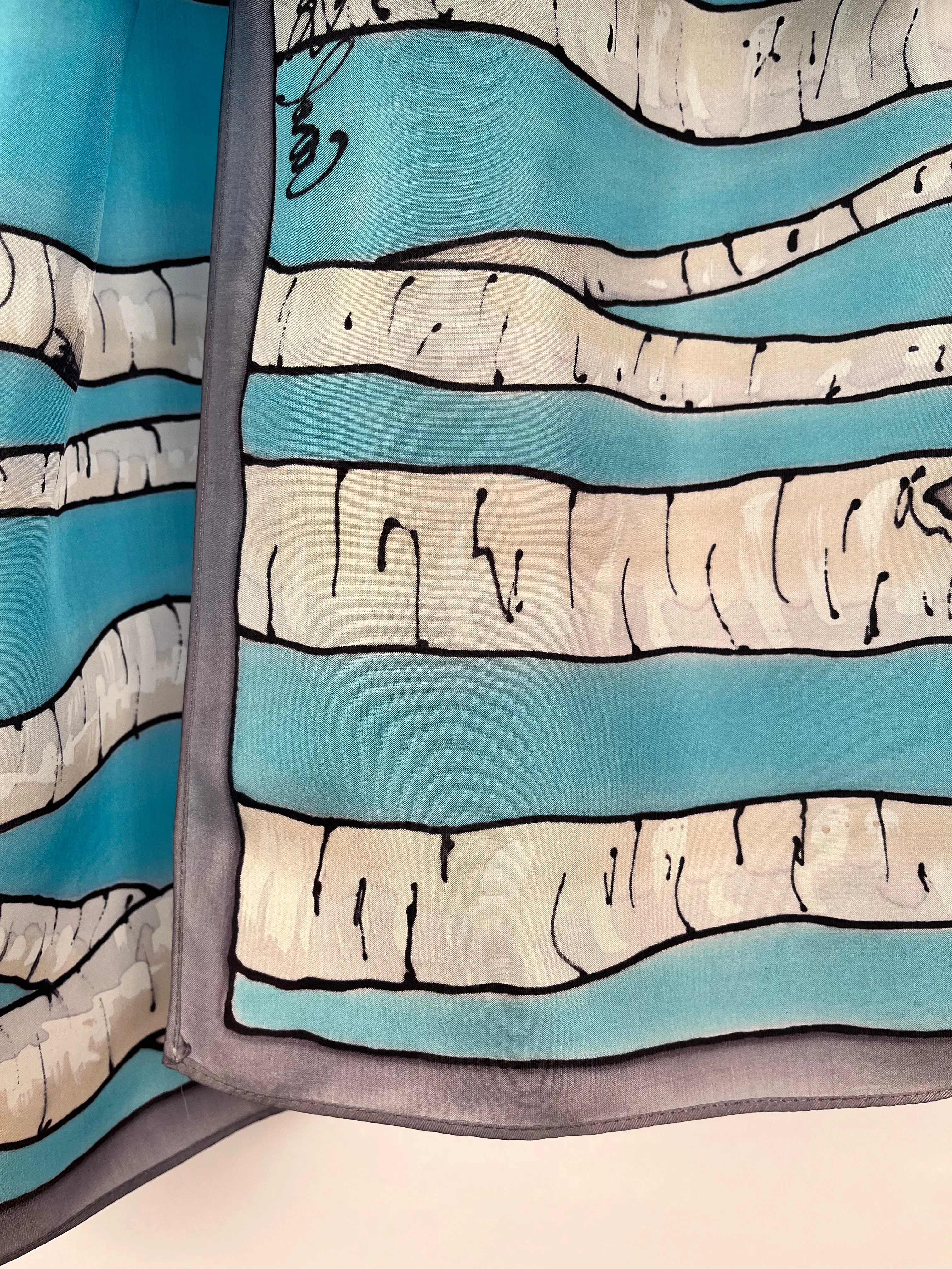 "Winter Birches" - Hand-dyed Silk Scarf - $135