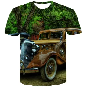 Racing Car T-shirt Men Metal T shirts Funny City Shirt Print Gray Tshirts Casual Retro T-shirts Graphic