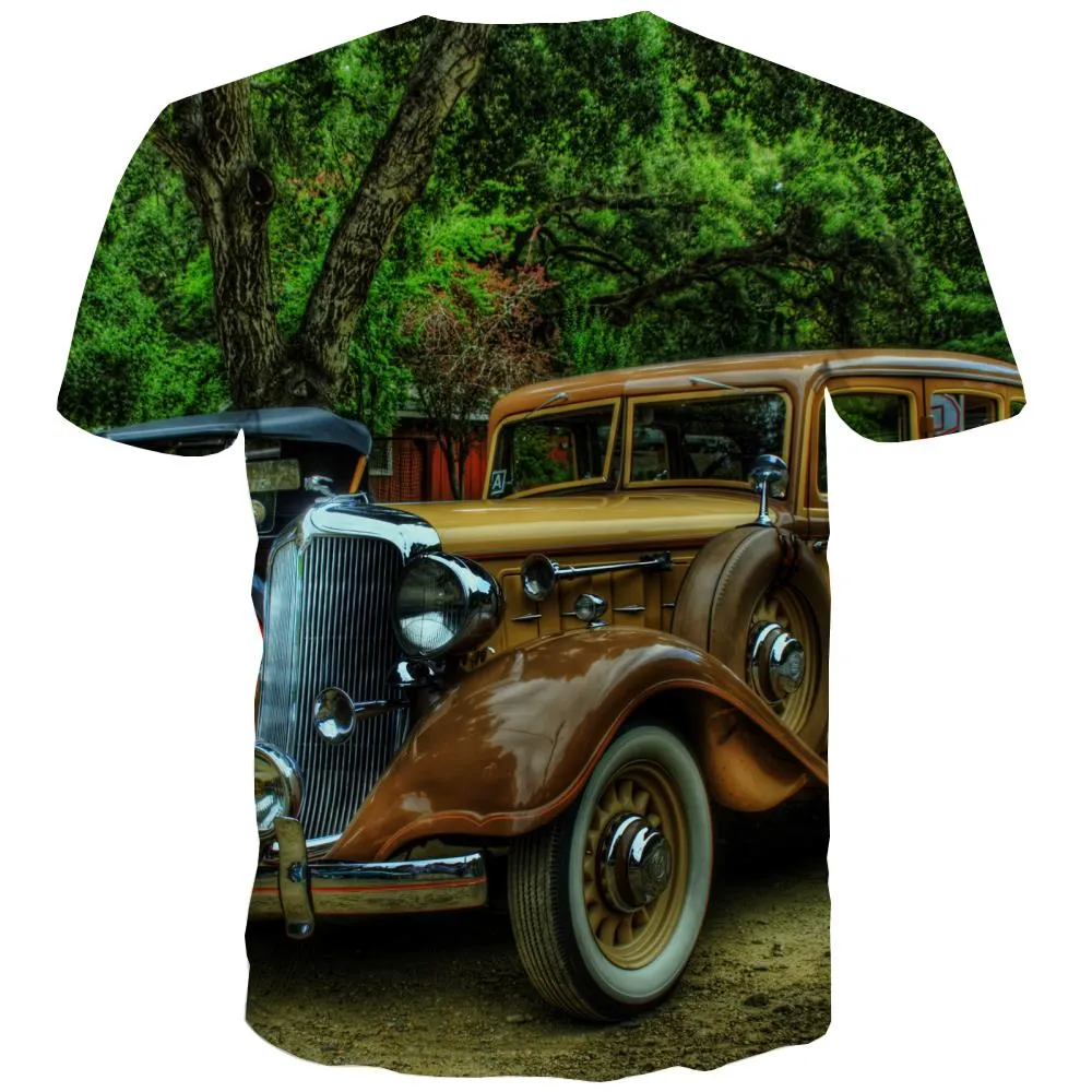 Racing Car T-shirt Men Metal T shirts Funny City Shirt Print Gray Tshirts Casual Retro T-shirts Graphic