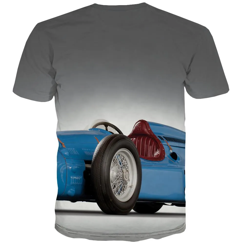 Racing Car T-shirt Men Metal Tshirts Casual City Shirt Print Gray Tshirts Novelty Retro Tshirt Anime