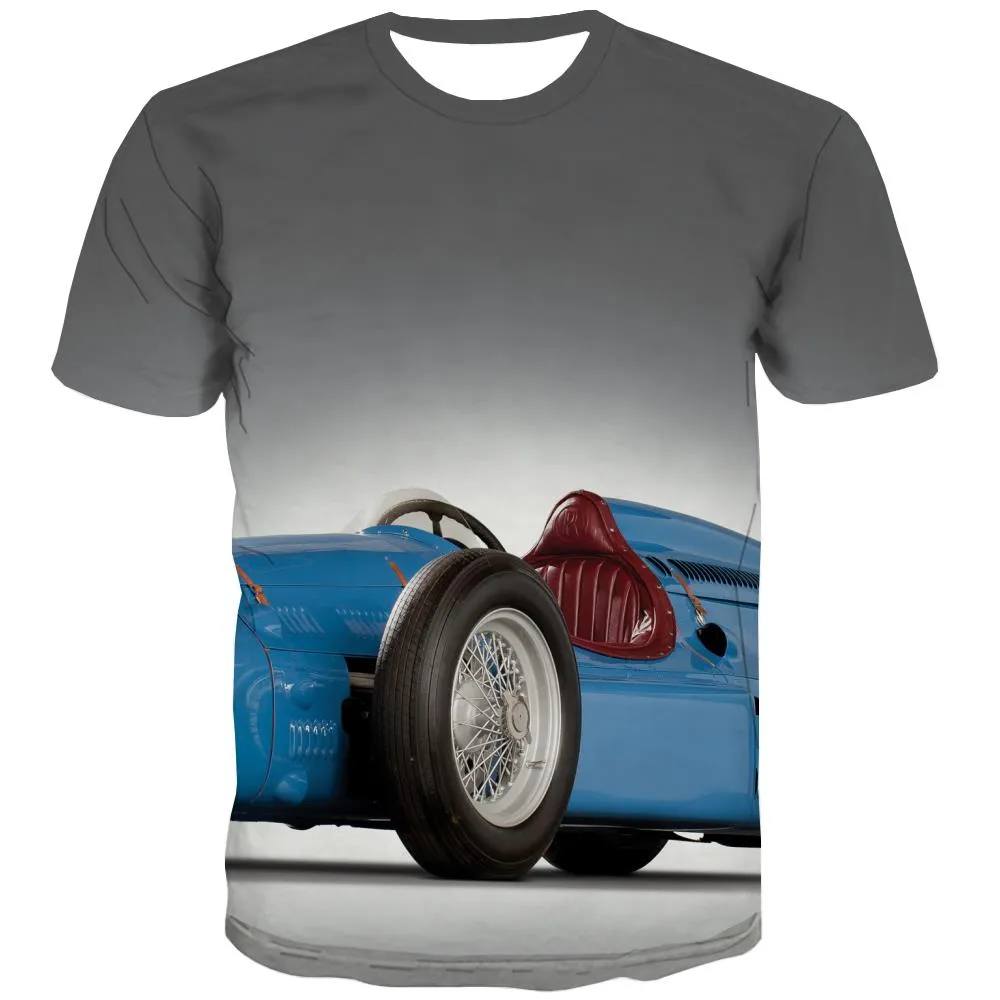 Racing Car T-shirt Men Metal Tshirts Casual City Shirt Print Gray Tshirts Novelty Retro Tshirt Anime