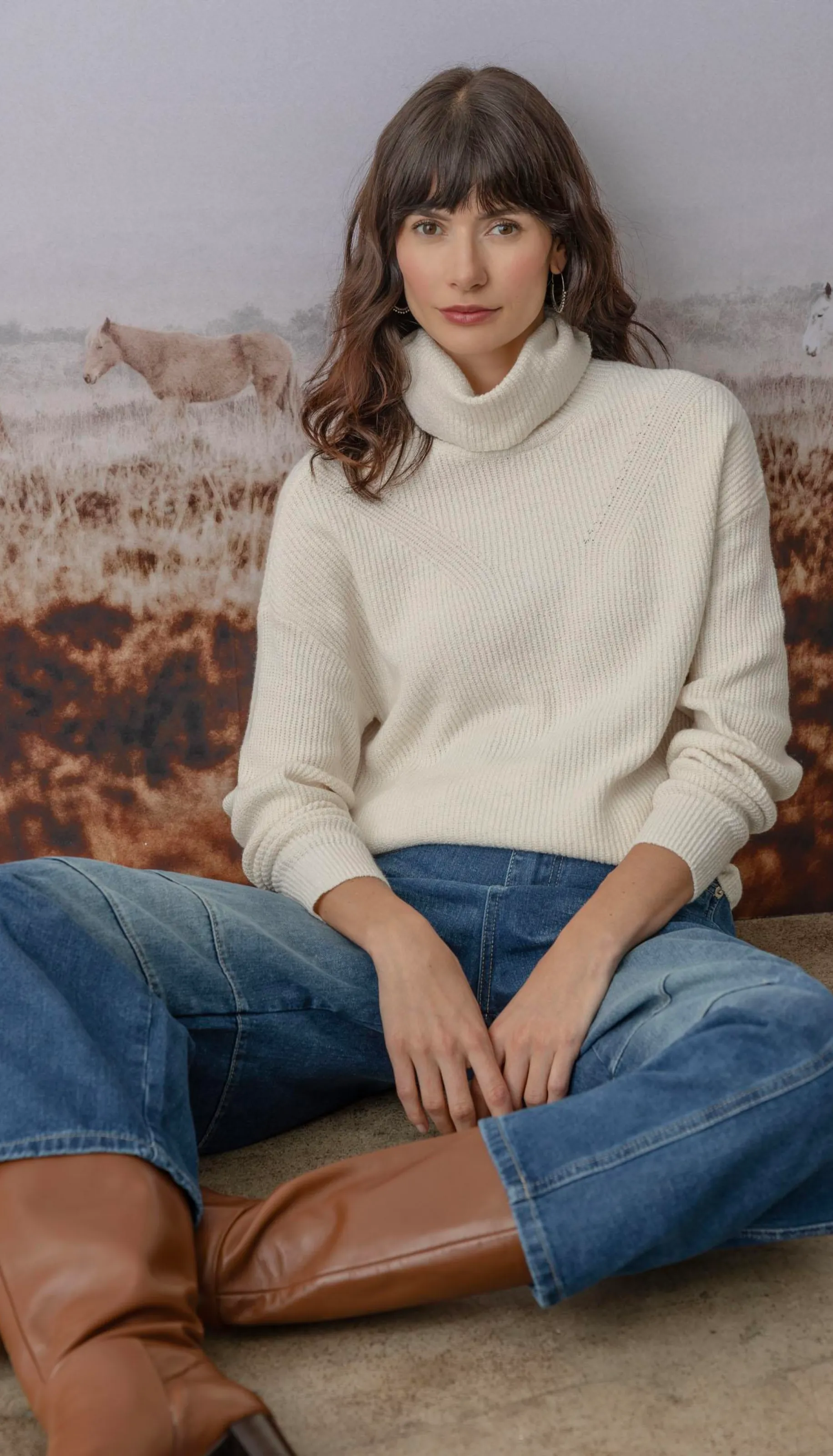 Relaxed Rib Turtleneck Sweater