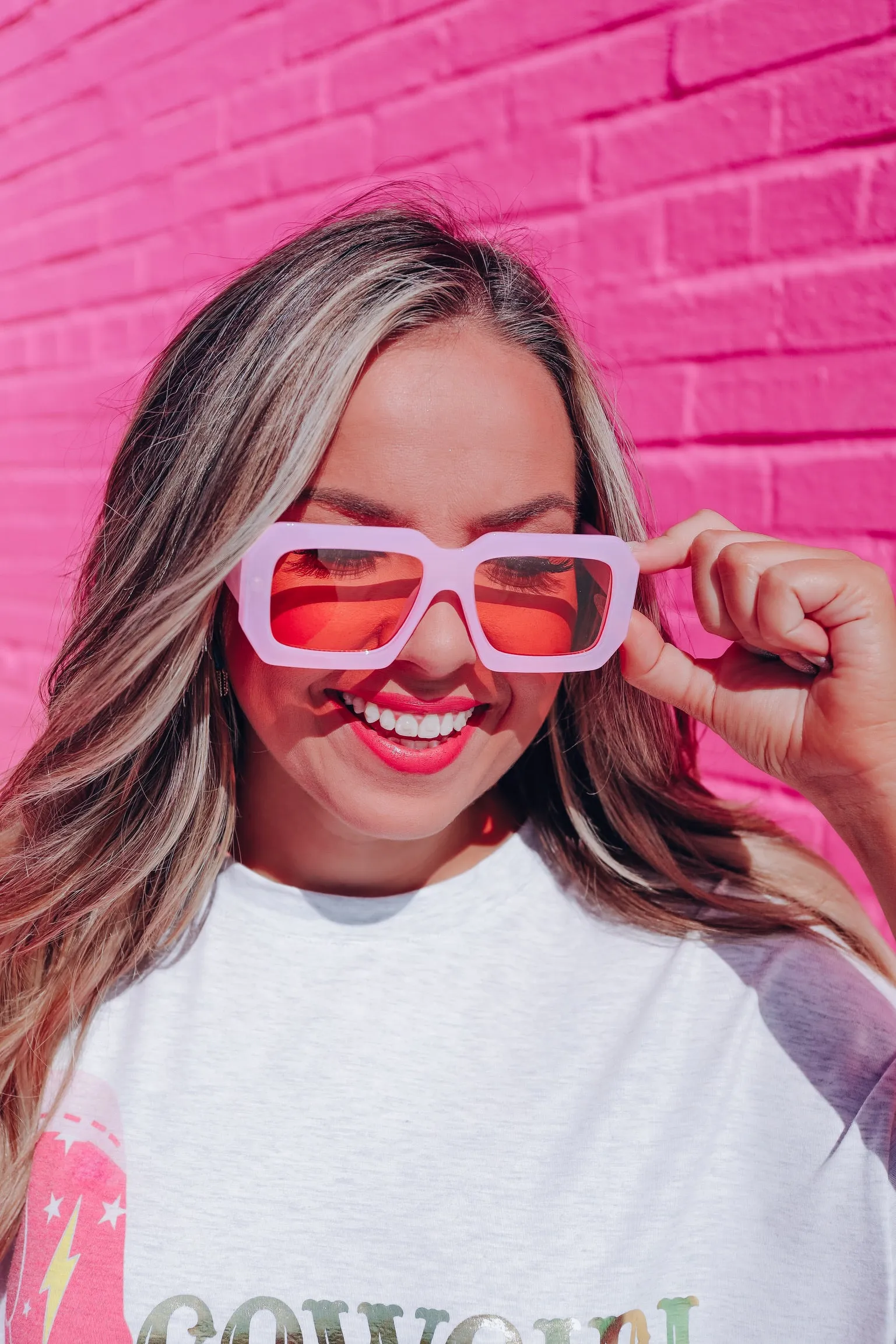 Retro Square Fashion Sunglasses - Pink/Orange