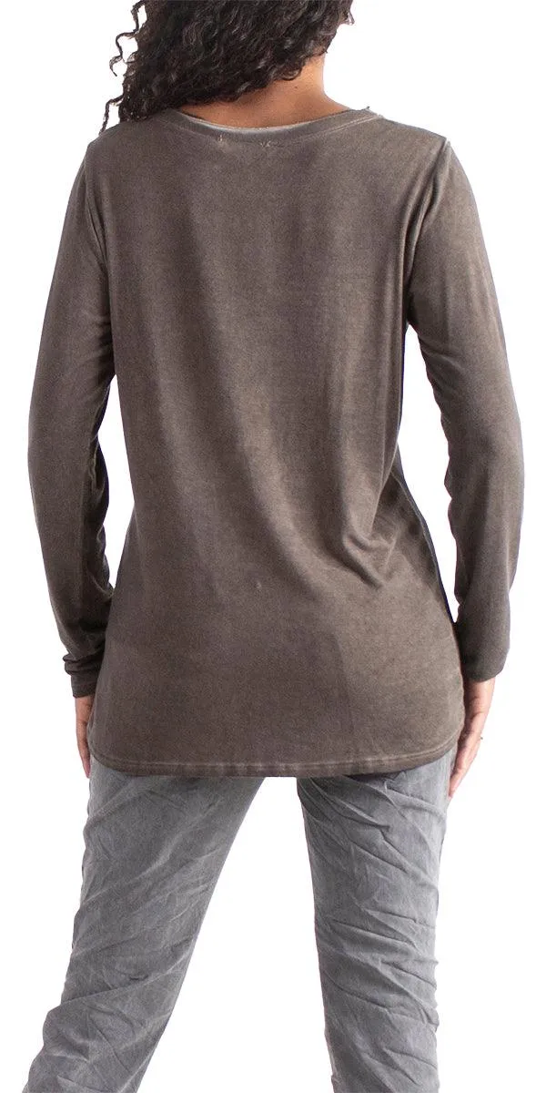 Rita Raw Edge Long Sleeve Top