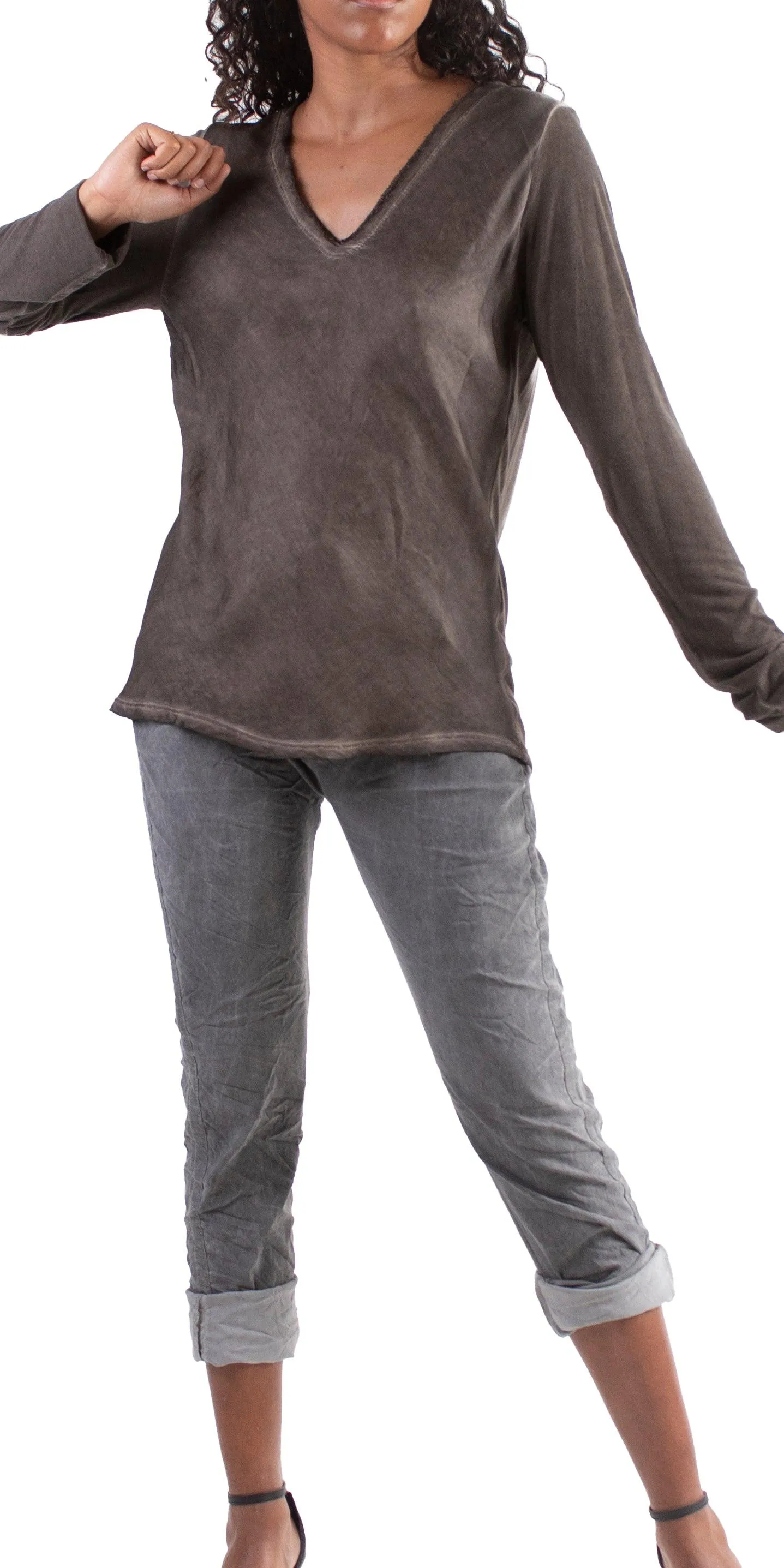 Rita Raw Edge Long Sleeve Top