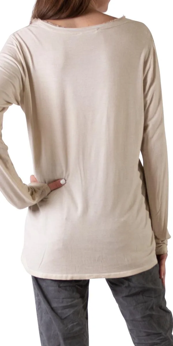 Rita Raw Edge Long Sleeve Top