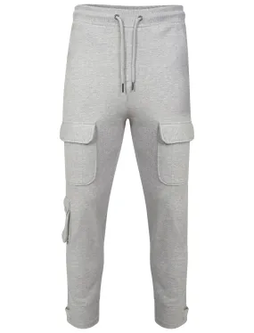 Robbie Military Pocket Cuffed Joggers in Light Grey Marl