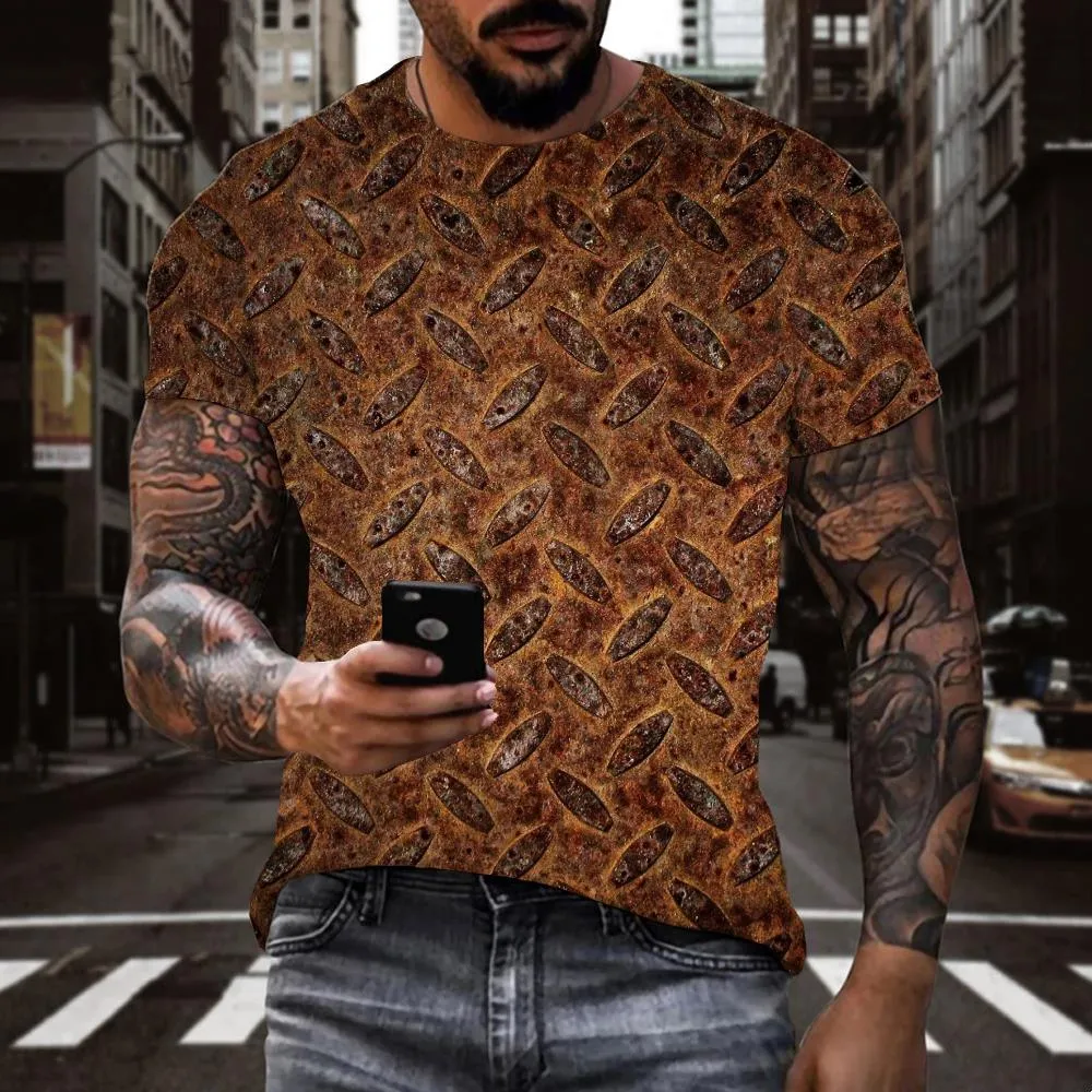 Rusty iron cover texture shirts special texture clothing art costume different men Cool