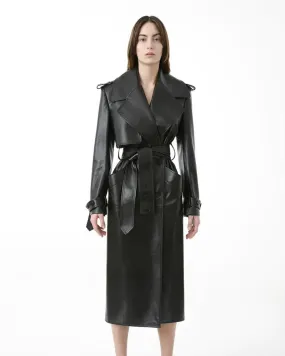 Sheepskin Leather Fitted Women Trench Coat