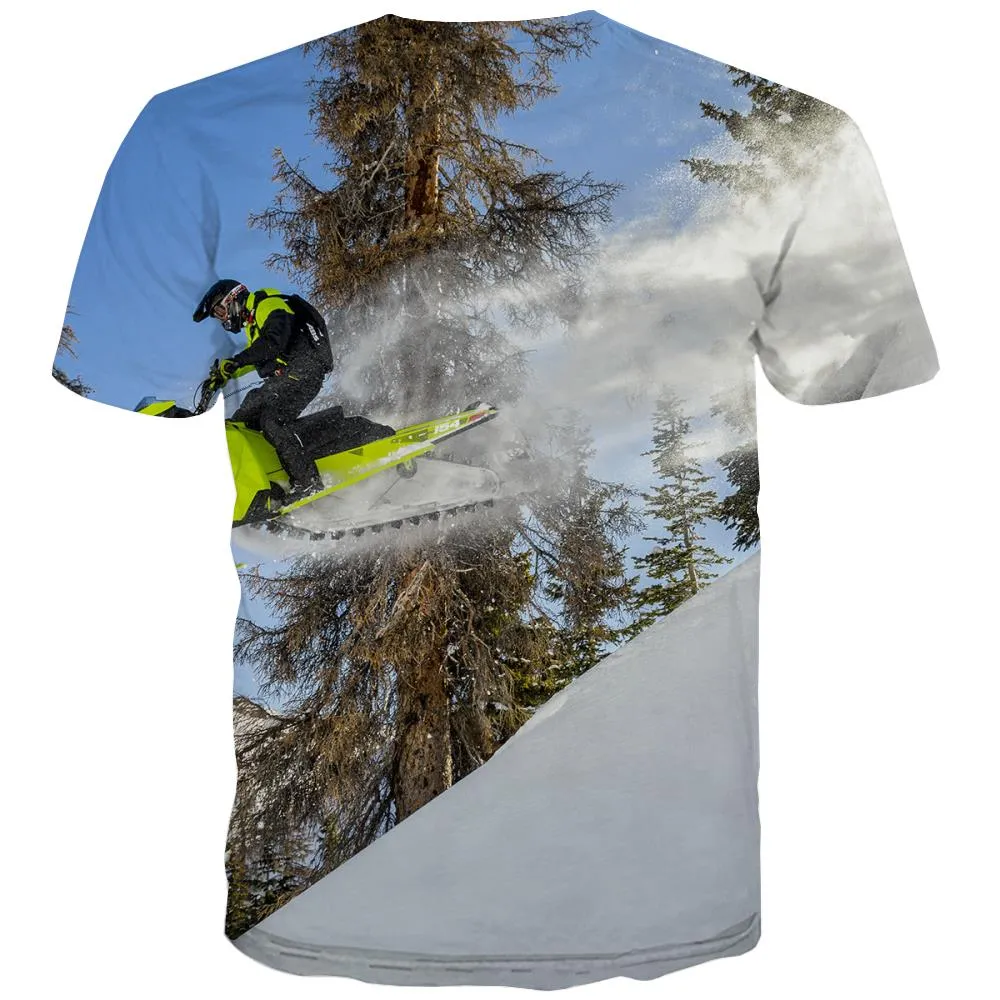 Ski T-shirt Men White Tshirts Casual Movement Tshirt Anime Snowfield Shirt Print