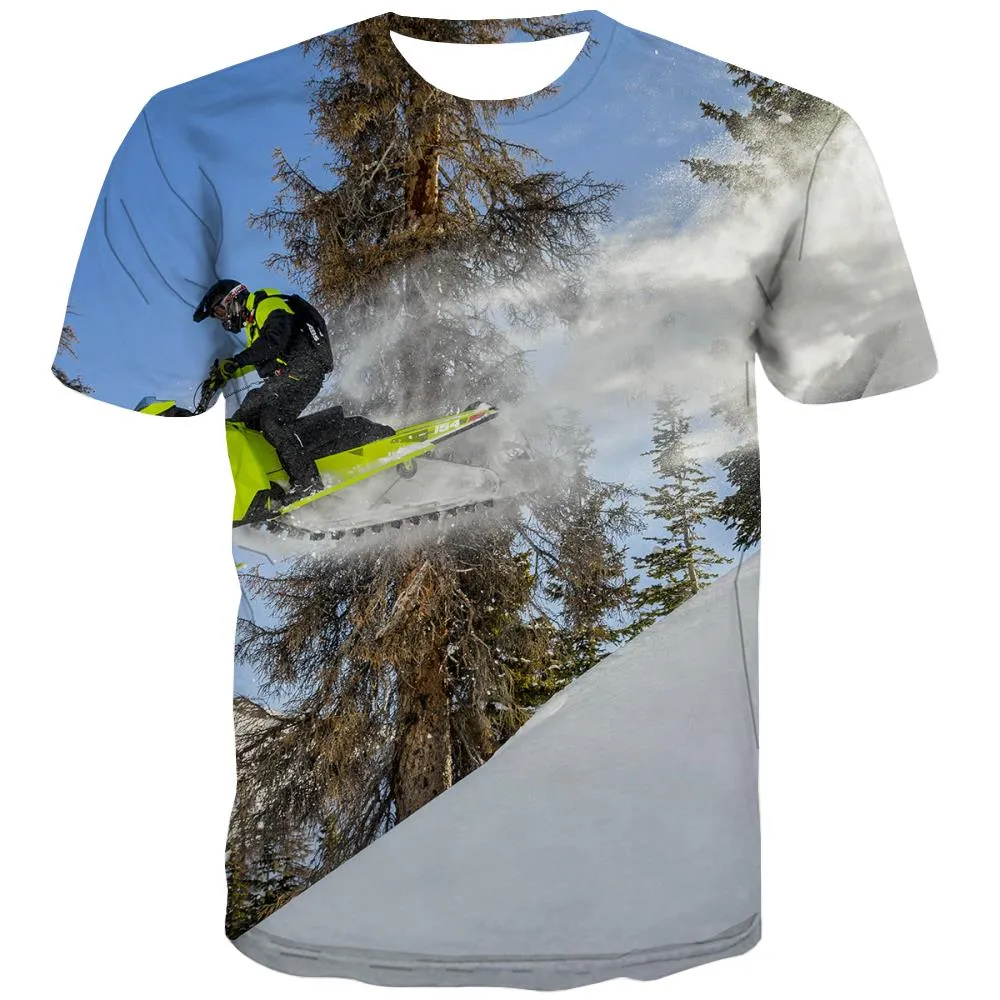 Ski T-shirt Men White Tshirts Casual Movement Tshirt Anime Snowfield Shirt Print