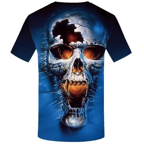 Skull T shirt Men Skeleton T-shirt 3d Blue T shirts Funny Gothic Tshirts Print Flame Tshirt Anime Mens Clothing Hip hop Unisex