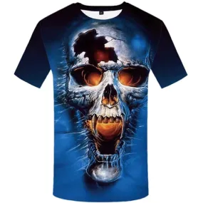 Skull T shirt Men Skeleton T-shirt 3d Blue T shirts Funny Gothic Tshirts Print Flame Tshirt Anime Mens Clothing Hip hop Unisex