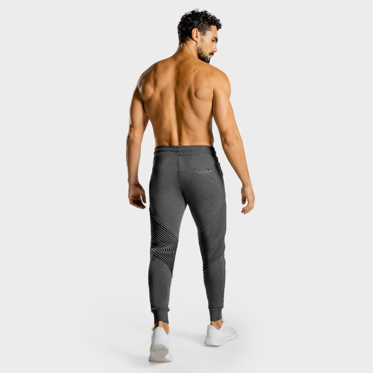 Statement Ribbed Joggers- Melange Grey