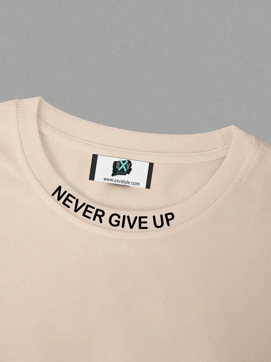 SXV  'NEVER GIVE UP’ Printed Cool Aesthetic Oversized Baggy T-shirt