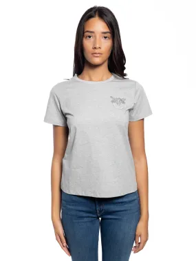 T-shirt con Ricamo Gioiello Grigio