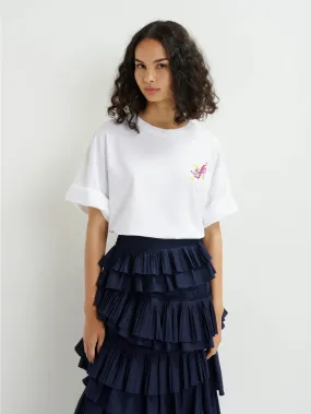 T-shirt Oversize con Ricamo Bianco