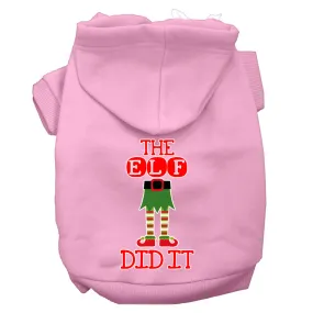 The Elf Did It Screen Print Dog Hoodie Light Pink Xxl