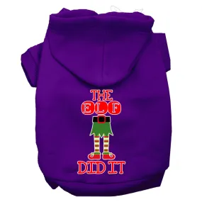 The Elf Did It Screen Print Dog Hoodie Purple M