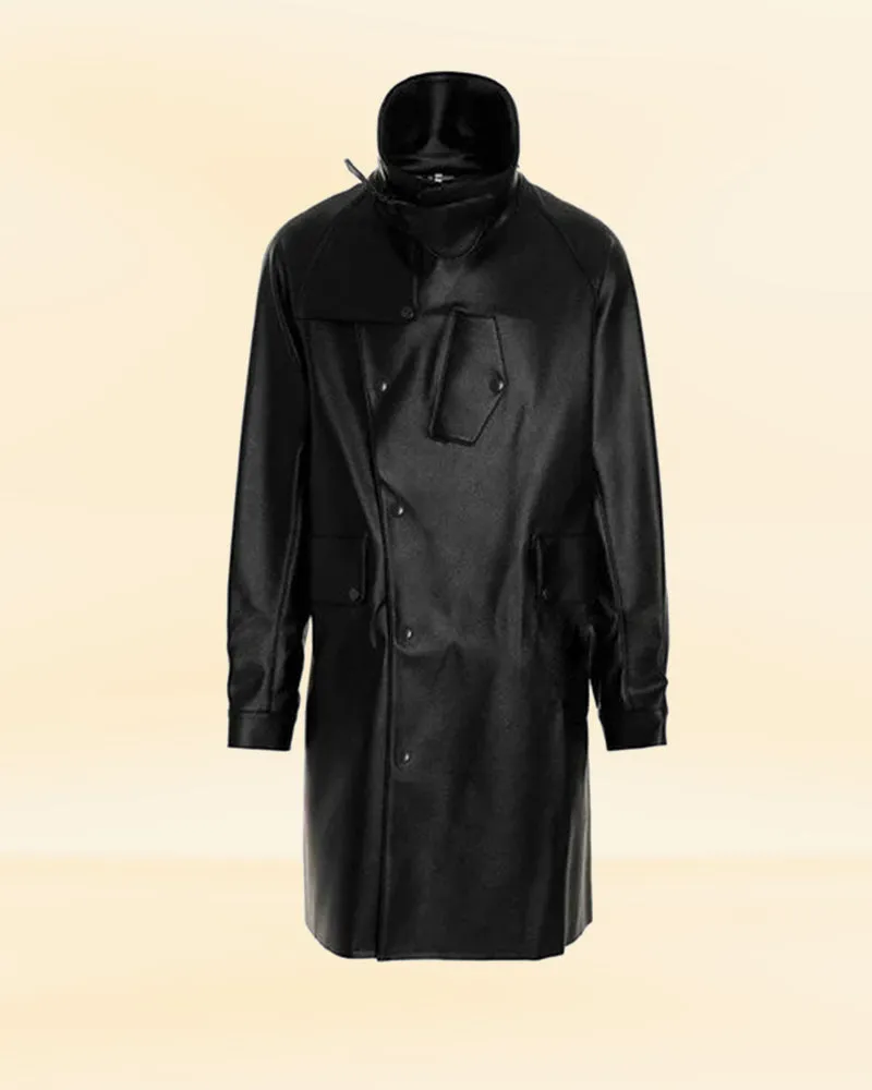 The Elite Ensemble Men's Premium Black Leather-Look Coat