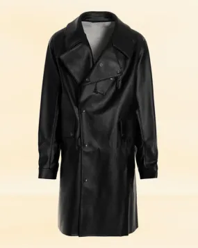 The Elite Ensemble Men's Premium Black Leather-Look Coat