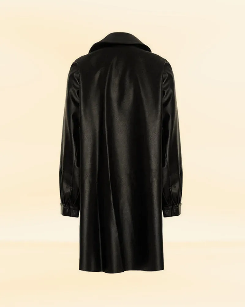 The Elite Ensemble Men's Premium Black Leather-Look Coat