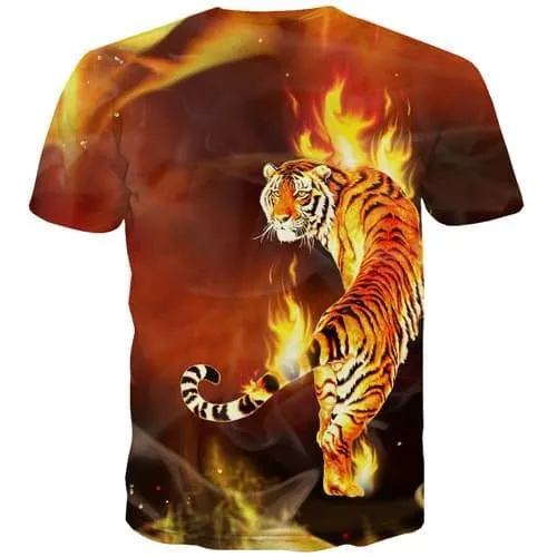 Tiger T shirts Men Animal Tshirt Printed Flame T-shirts Graphic Galaxy Space Shirt Print Fire Tshirt Anime Short Sleeve Fashion