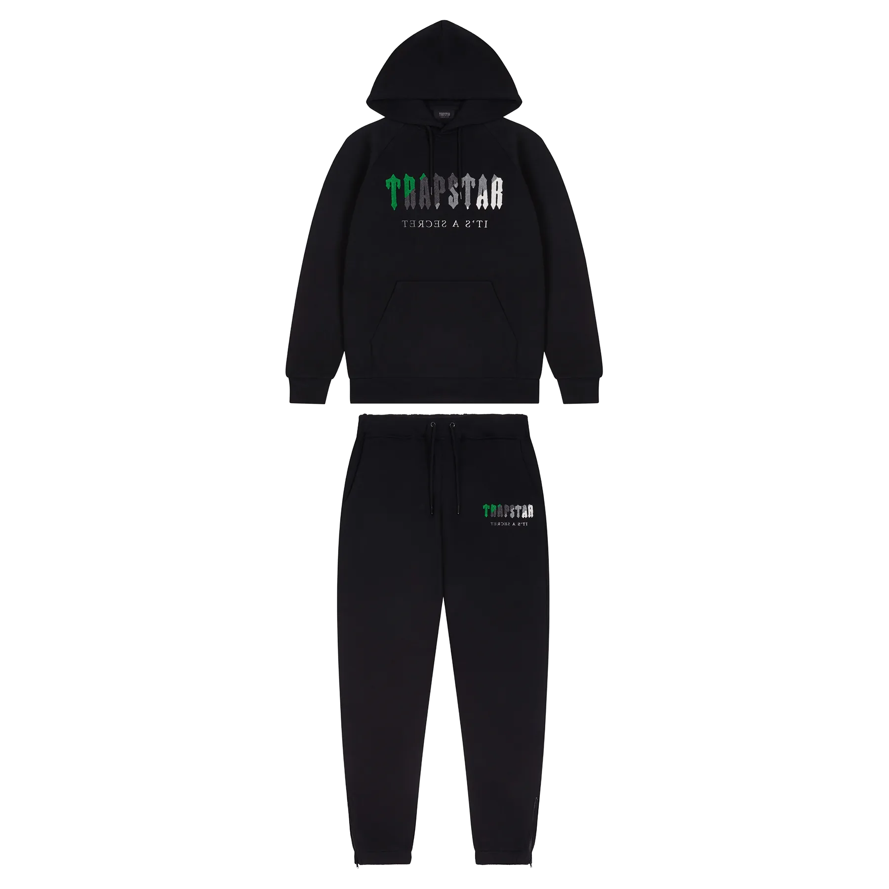 Trapstar Chenille Decoded Hooded Tracksuit-Black/Green