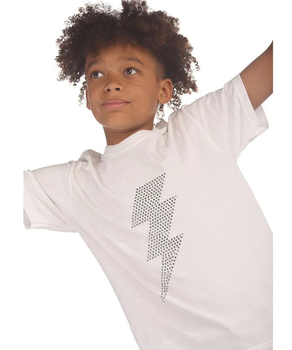 Trendy Toggs Kids White Lighting Bolt Rhinestone T-shirt