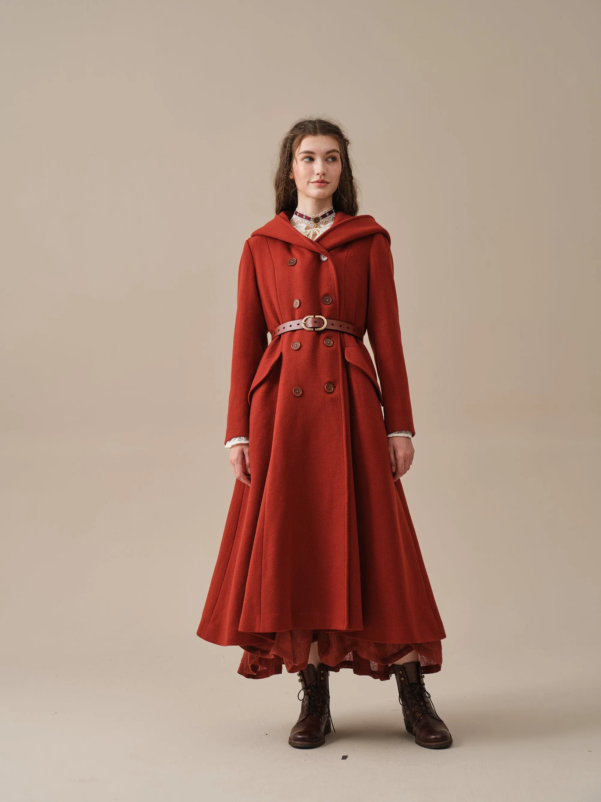 Trista 24 | 100% twill wool hooded coat