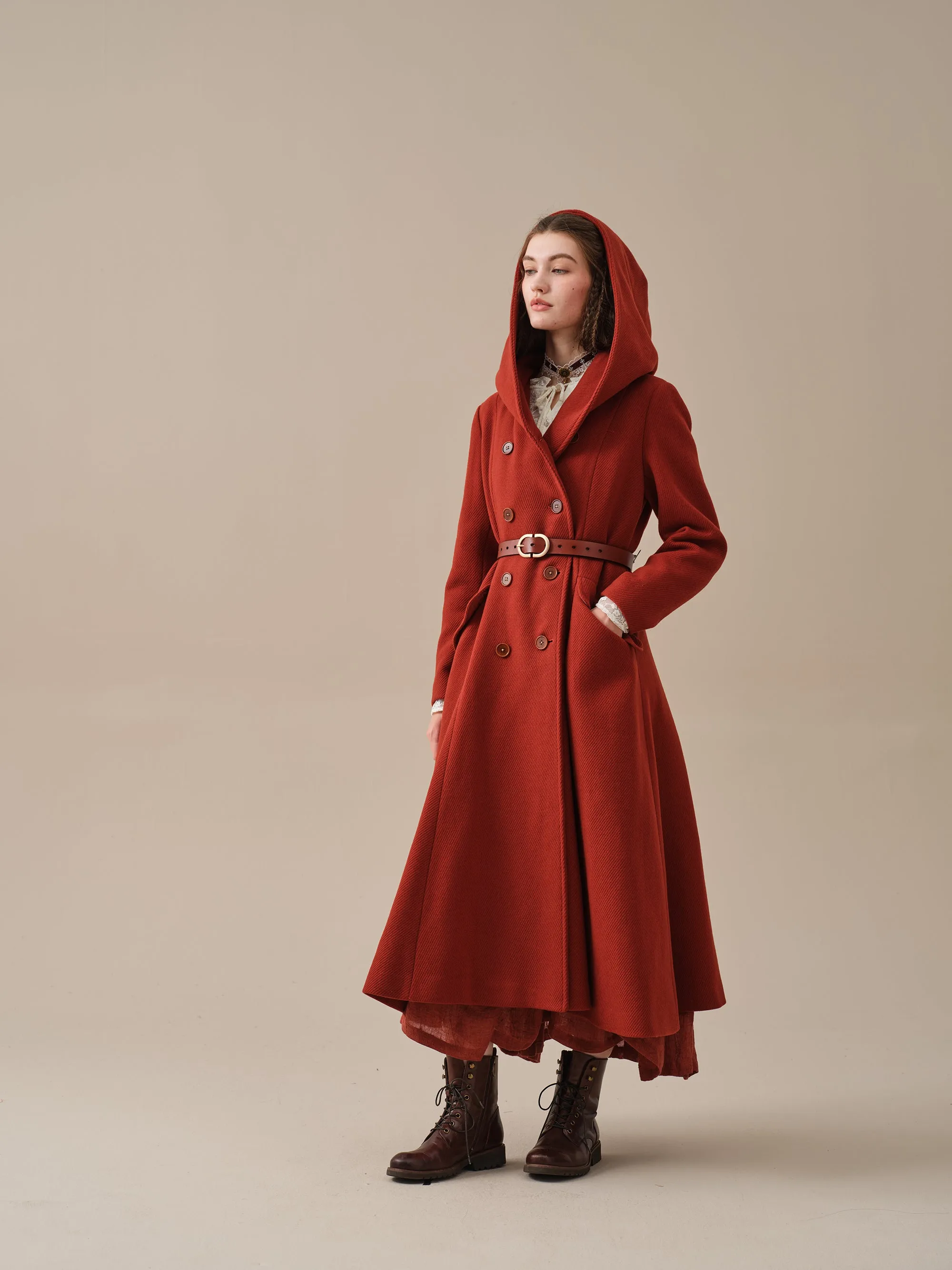 Trista 24 | 100% twill wool hooded coat