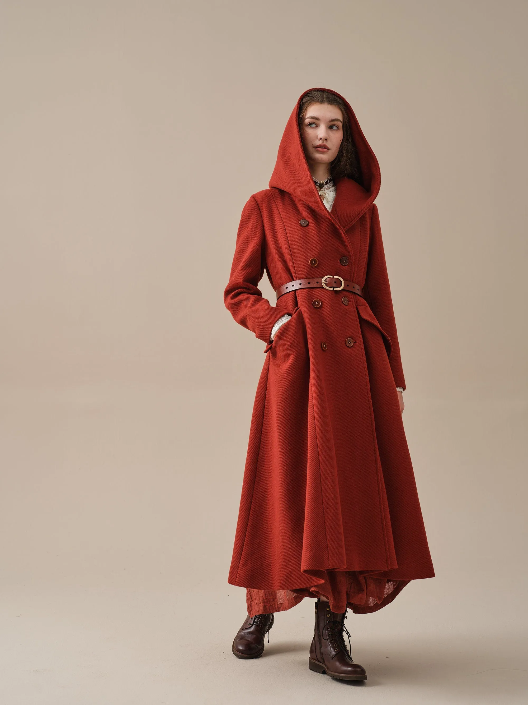 Trista 24 | 100% twill wool hooded coat