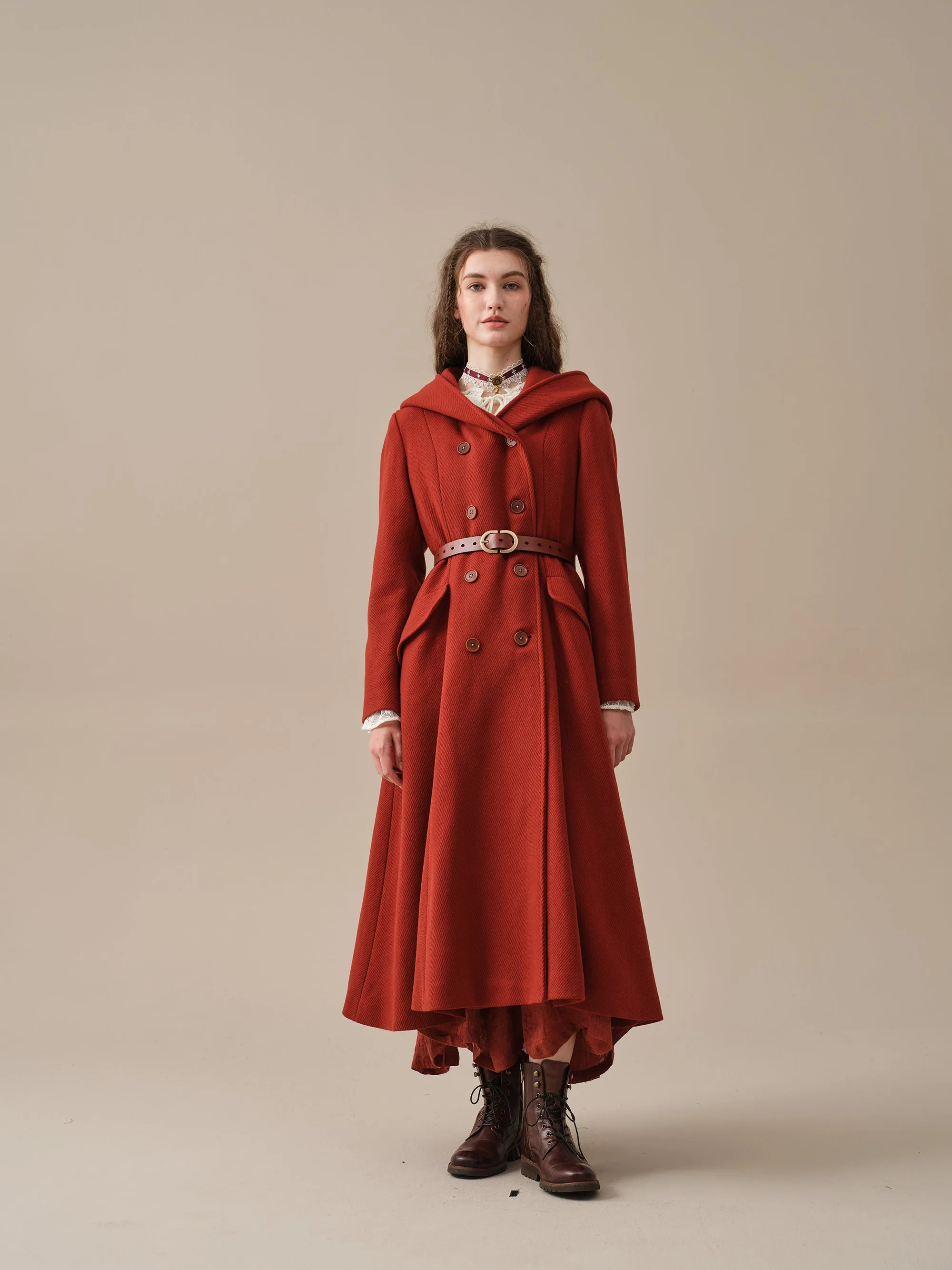 Trista 24 | 100% twill wool hooded coat