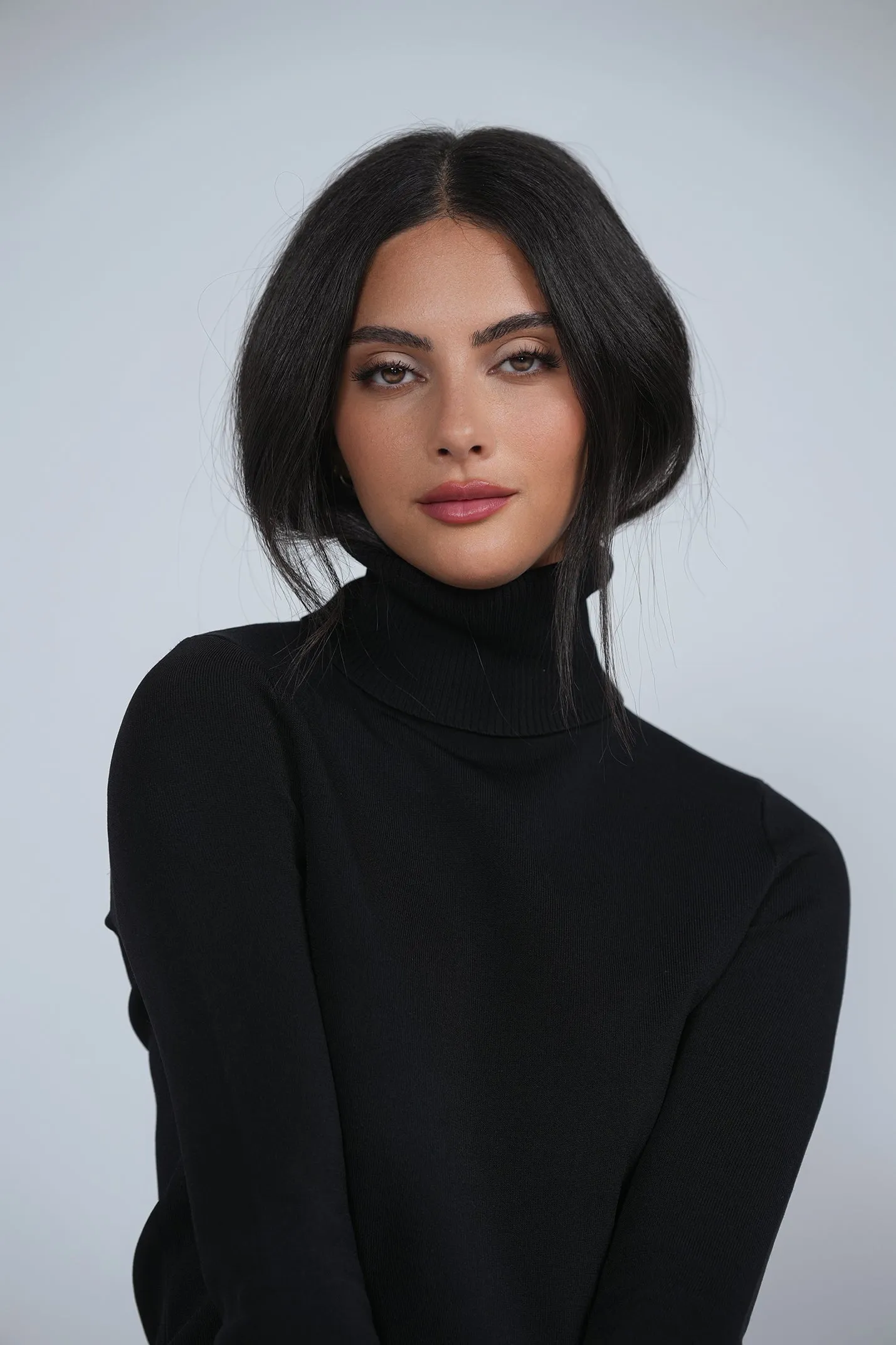 Turtleneck Top with Gold Buttons