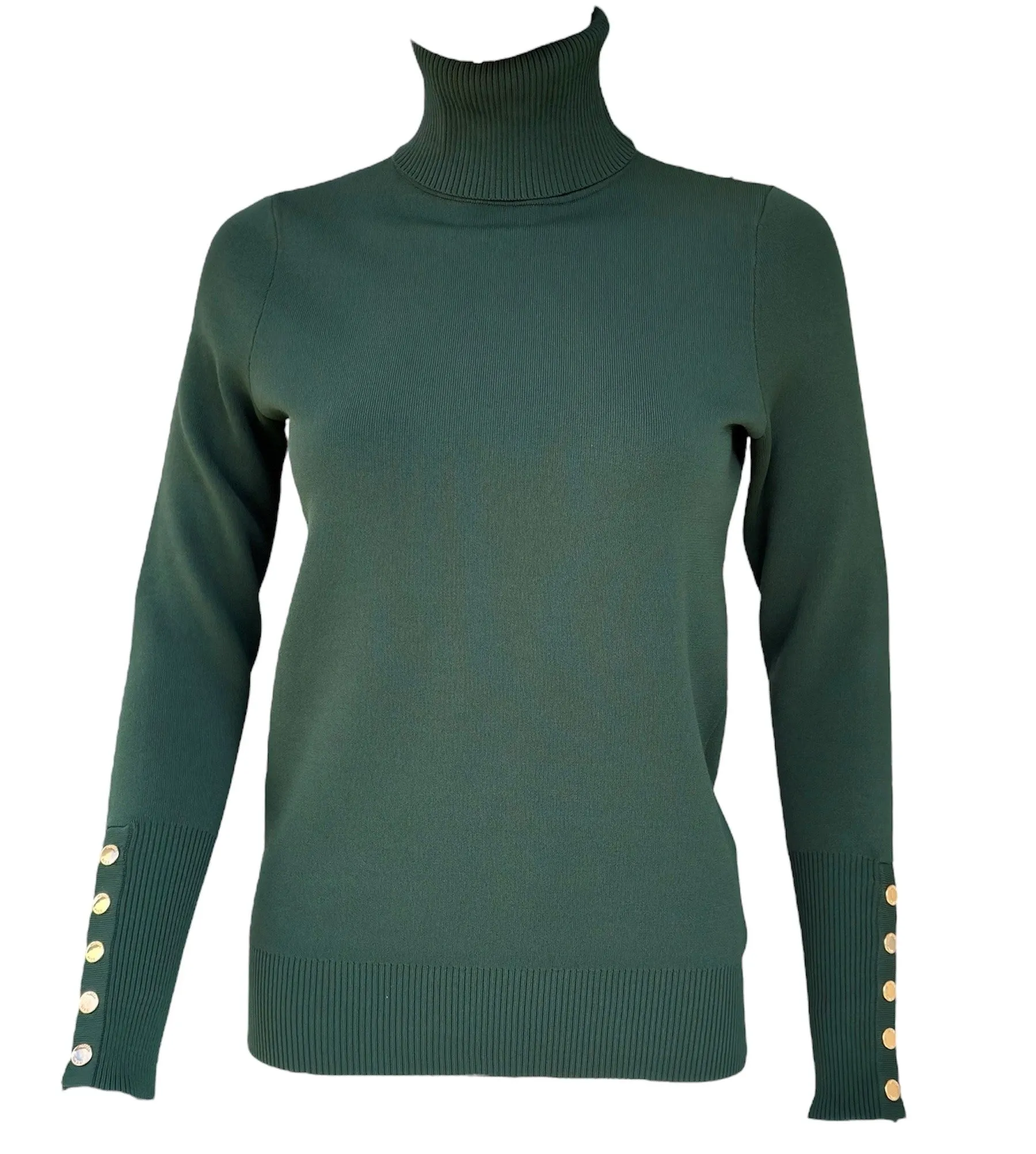 Turtleneck Top with Gold Buttons