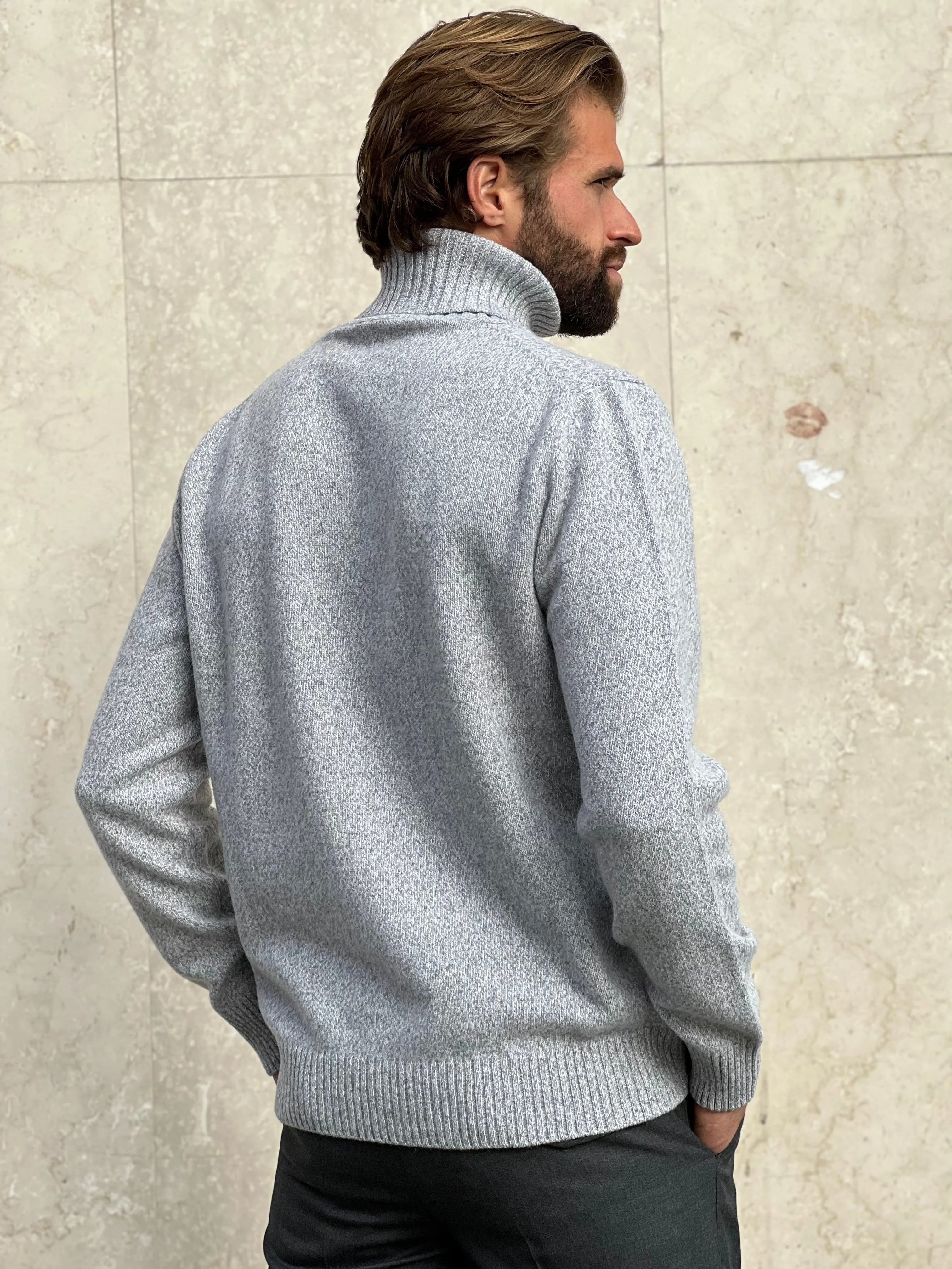 TURTLENECK WOOL & CASHMERE -  LIGHT GREY