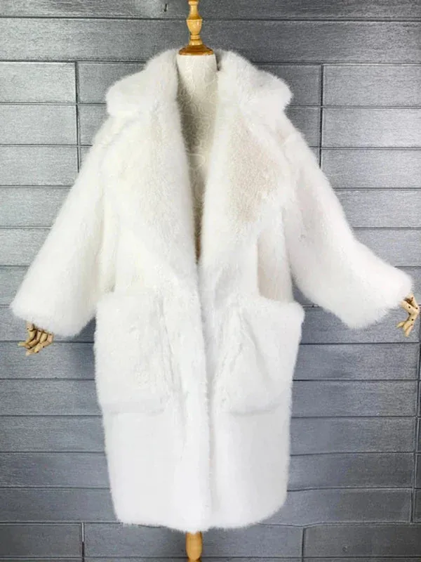 Wenkouban-Winter outfits Christmas Winter Thick Soft Shaggy Oversized Faux Fur Long Coat