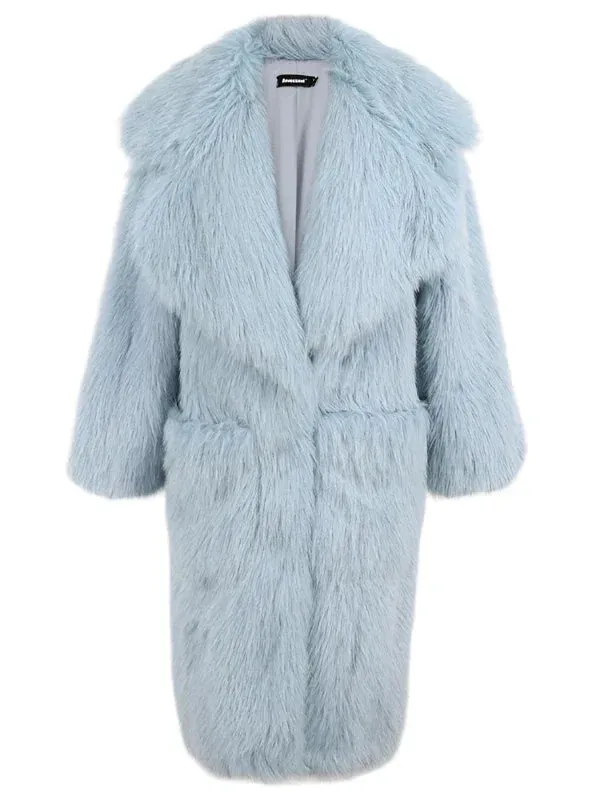 Wenkouban-Winter outfits Christmas Winter Thick Soft Shaggy Oversized Faux Fur Long Coat