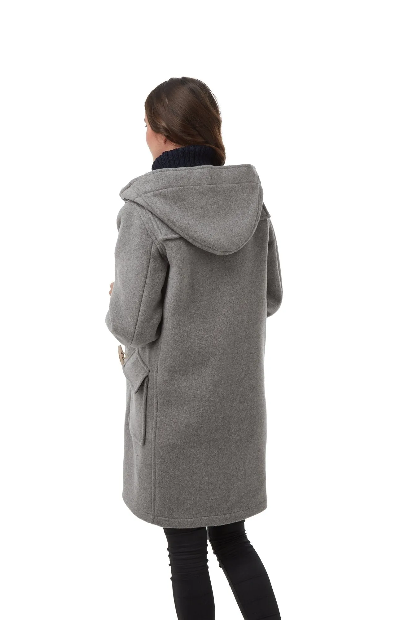 Women's Classic Fit Duffle Coat with Wooden Toggles - Pearl Grey