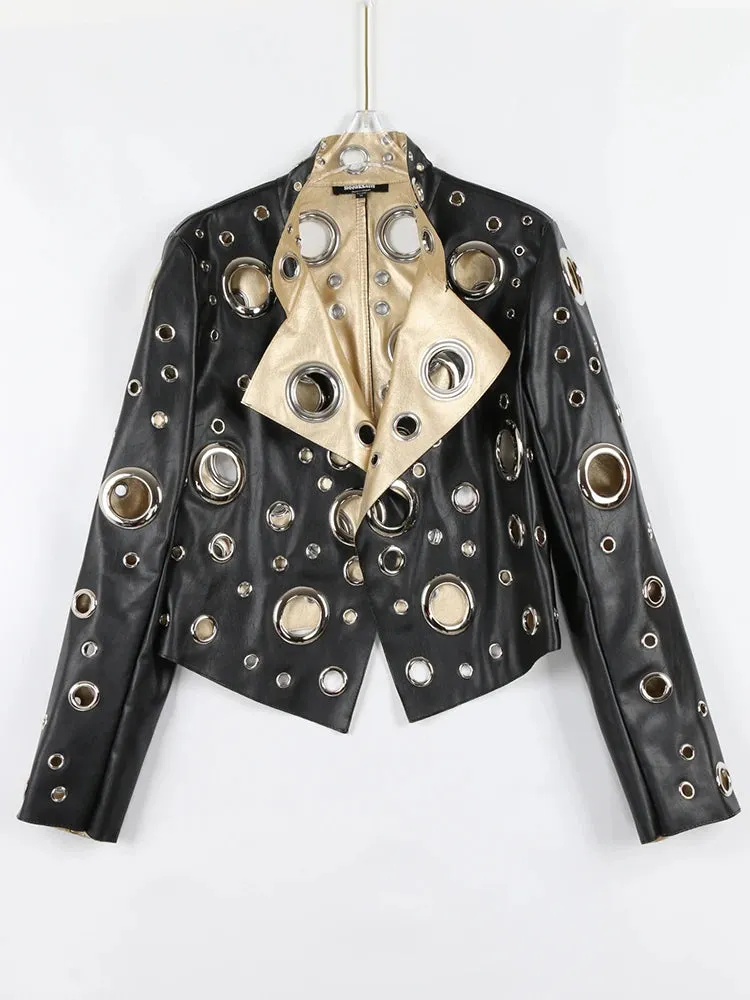 Women's Cropped Faux Leather Biker Jacket